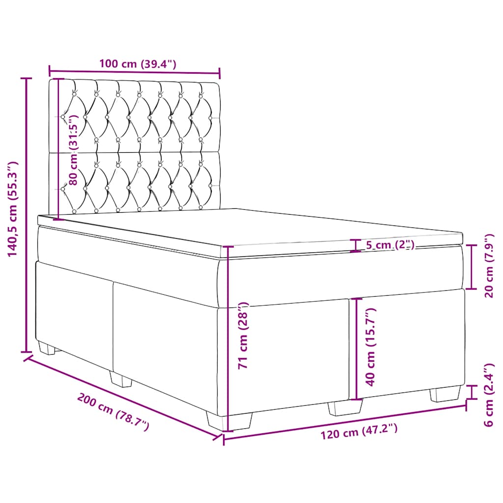 Box spring postel s matrací tmavě zelená 120 x 200 cm samet - obrázek 18