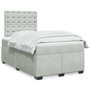 Box spring postel s matrací světle šedá 120 x 200 cm samet - obrázek 1