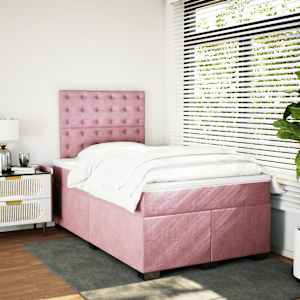 Box spring postel s matrací růžová 120 x 200 cm samet - obrázek 4