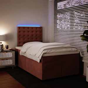 Box spring postel s matrací růžová 120 x 200 cm samet - obrázek 5