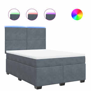 Box spring postel s matrací tmavě šedý 140 x 190 cm samet - obrázek 2