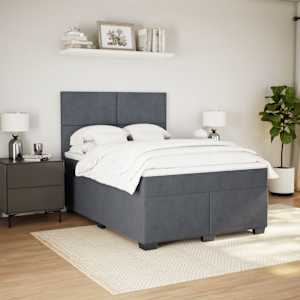 Box spring postel s matrací tmavě šedý 140 x 190 cm samet - obrázek 4