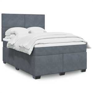 Box spring postel s matrací tmavě šedý 140 x 190 cm samet - obrázek 1