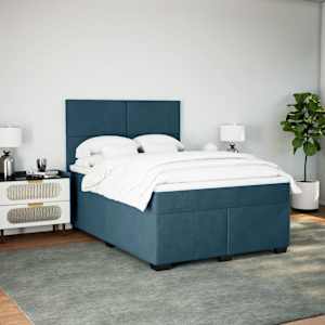 Box spring postel s matrací modrá 140 x 190 cm samet - obrázek 4