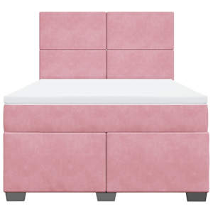 Box spring postel s matrací růžová 140x190 cm samet - obrázek 6