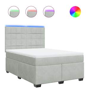 Box spring postel s matrací světle šedá 140x190 cm samet - obrázek 2