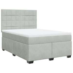 Box spring postel s matrací světle šedá 140x190 cm samet - obrázek 3