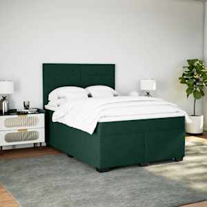 Box spring postel s matrací tmavě zelená 140x190 cm samet - obrázek 4