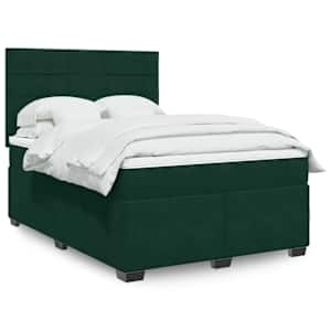 Box spring postel s matrací tmavě zelená 140x190 cm samet - obrázek 1
