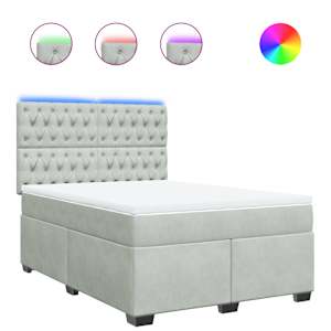 Box spring postel s matrací světle šedá 140x190 cm samet - obrázek 2