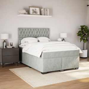 Box spring postel s matrací světle šedá 140x190 cm samet - obrázek 4