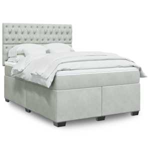 Box spring postel s matrací světle šedá 140x190 cm samet - obrázek 1