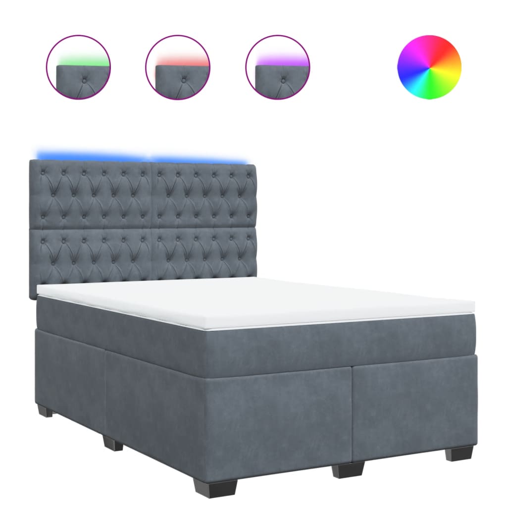 vidaXL Box spring postel s matrací tmavě šedý 140 x 190 cm samet