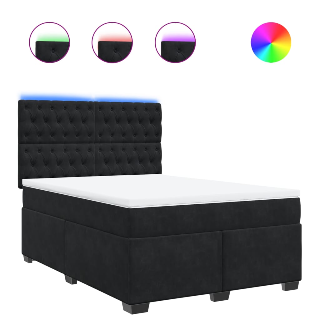 Thumbnail - vidaXL Boxspringbett mit Matratze Schwarz 140x190 cm Samt