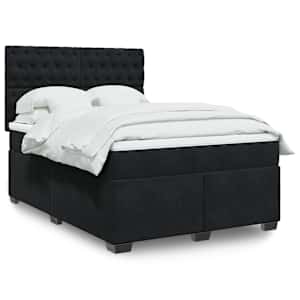 Box spring postel s matrací černá 140 x 190 cm samet - obrázek 1