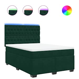 Box spring postel s matrací tmavě zelená 140x190 cm samet - obrázek 2
