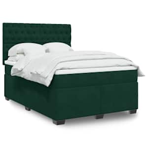 Box spring postel s matrací tmavě zelená 140x190 cm samet - obrázek 1