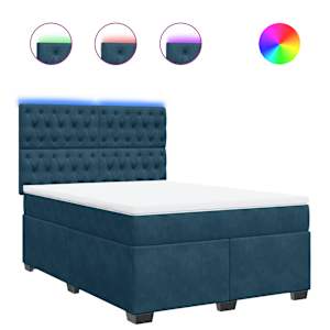 Box spring postel s matrací modrá 140 x 190 cm samet - obrázek 2