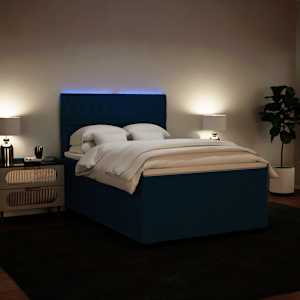 Box spring postel s matrací modrá 140 x 190 cm samet - obrázek 5