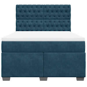 Box spring postel s matrací modrá 140 x 190 cm samet - obrázek 6