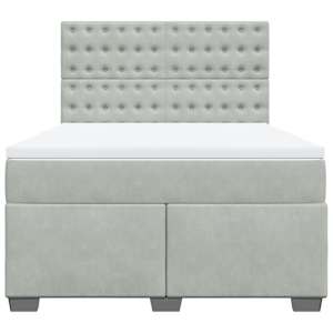 Box spring postel s matrací světle šedá 140x190 cm samet - obrázek 6