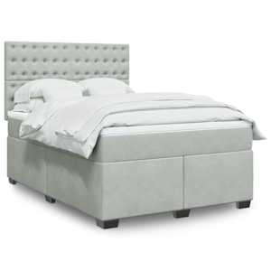 Box spring postel s matrací světle šedá 140x190 cm samet - obrázek 1