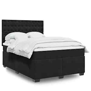 Box spring postel s matrací černá 140 x 190 cm samet - obrázek 1