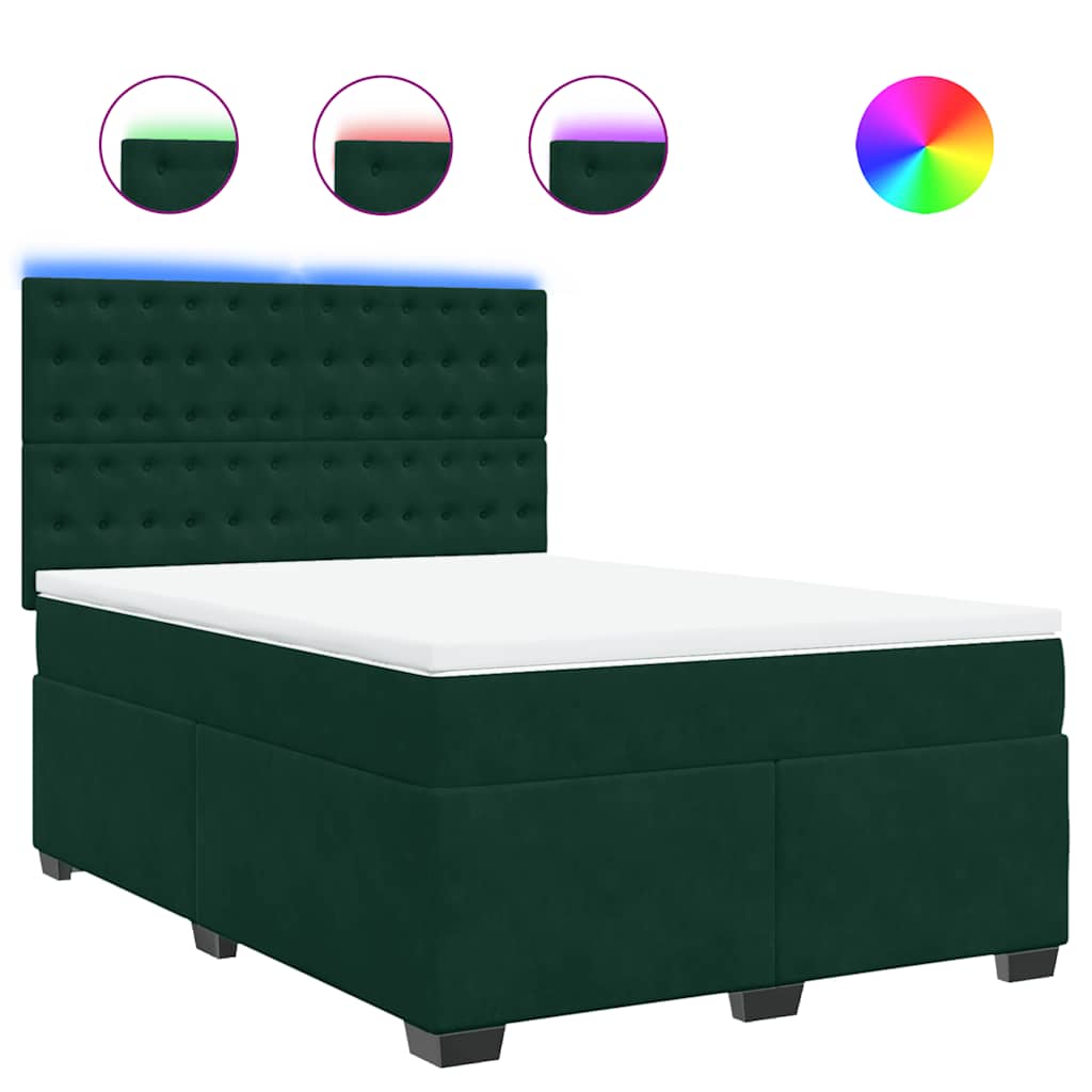 vidaXL Boxspring met matras fluweel donkergroen 140x190 cm groen, foto 3