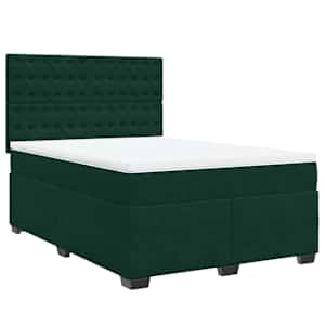 Box spring postel s matrací tmavě zelená 140x190 cm samet - obrázek 3