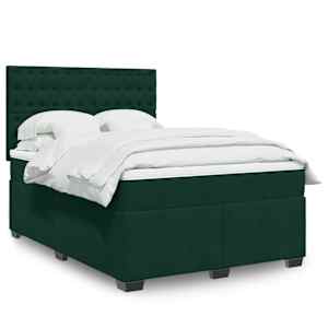 Box spring postel s matrací tmavě zelená 140x190 cm samet - obrázek 1