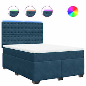Box spring postel s matrací modrá 140 x 190 cm samet - obrázek 2