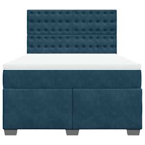 Box spring postel s matrací modrá 140 x 190 cm samet - obrázek 6