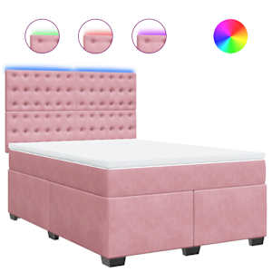 Box spring postel s matrací růžová 140x190 cm samet - obrázek 2