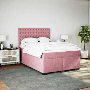Box spring postel s matrací růžová 140x190 cm samet - obrázek 4