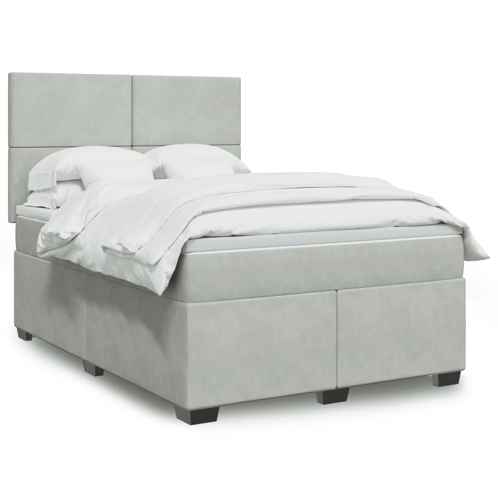 Boxspringbett mit Matratze Hellgrau 140×200 cm Samt