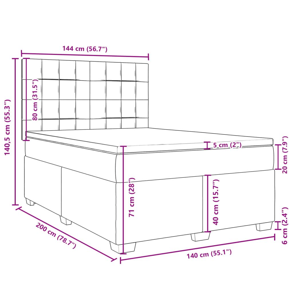 Box spring postel s matrací světle šedá 140x200 cm samet - obrázek 18
