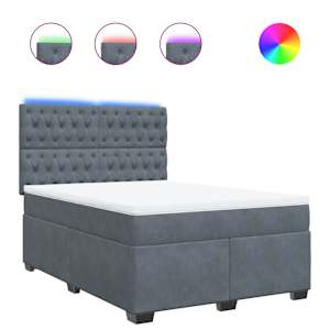 Box spring postel s matrací tmavě šedá 140x200 cm samet - obrázek 2