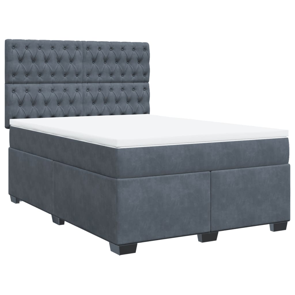 vidaXL Boxspring met matras fluweel donkergrijs 140x200 cm afbeelding