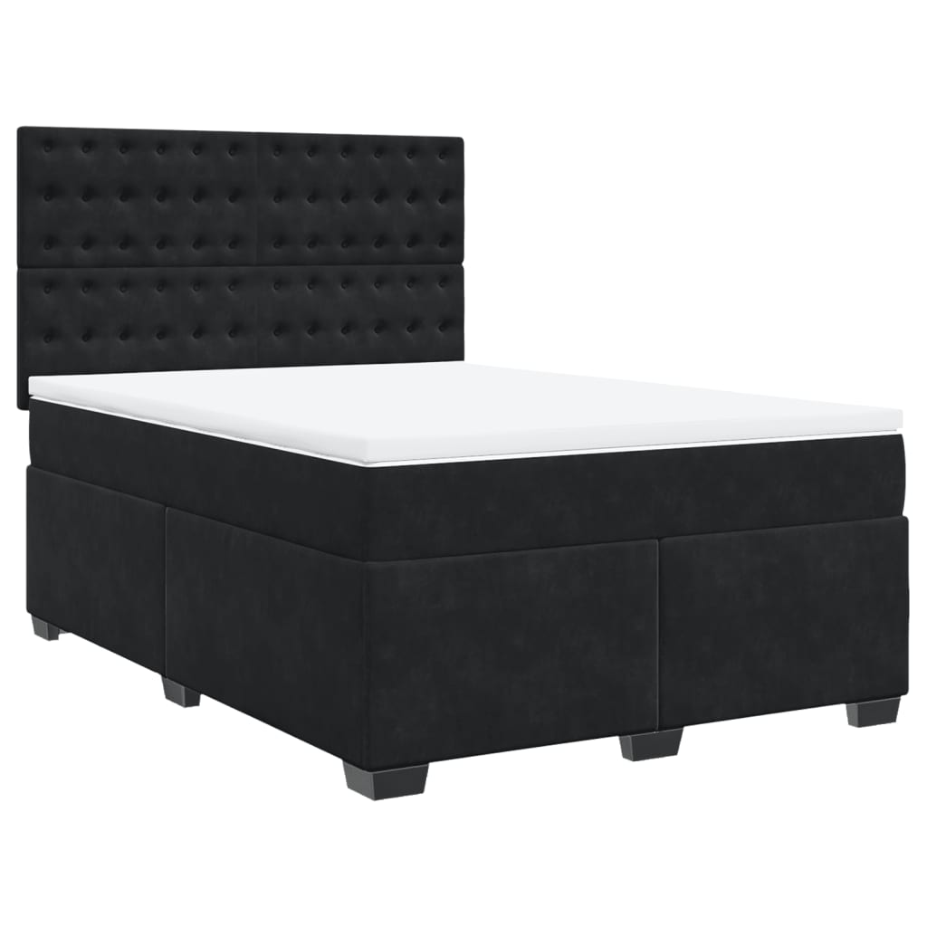 vidaXL Boxspring met matras fluweel zwart 140x200 cm afbeelding