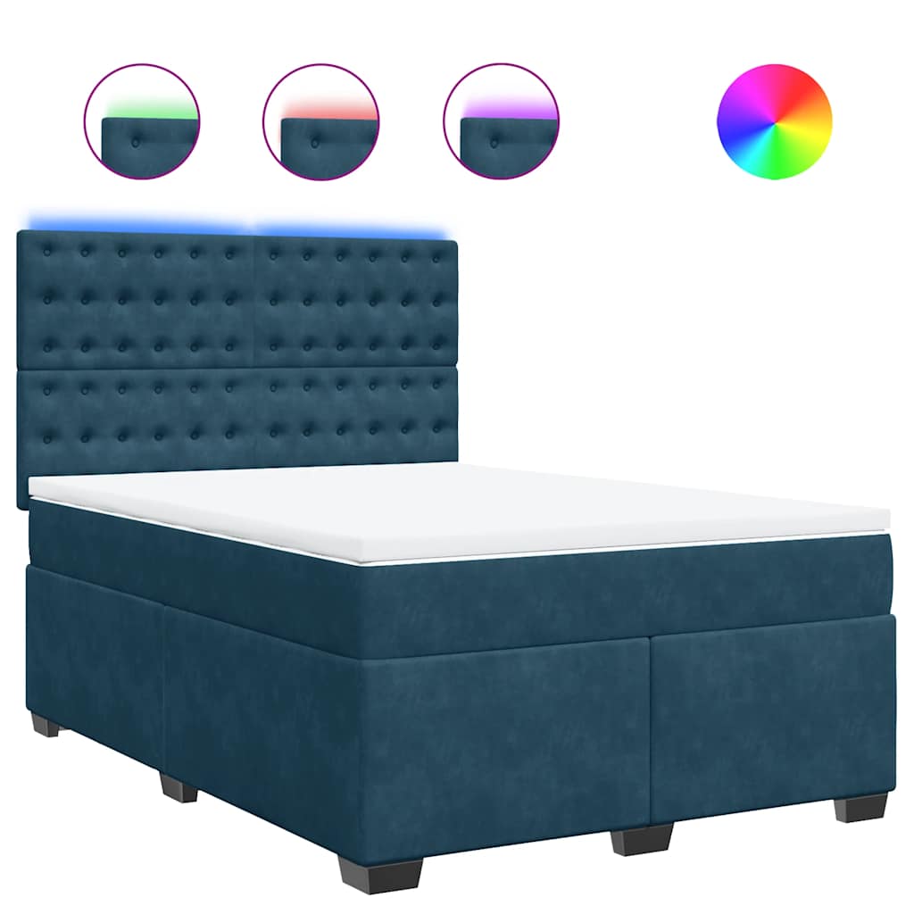 Thumbnail - vidaXL Boxspringbett mit Matratze Blau 140x200 cm Samt