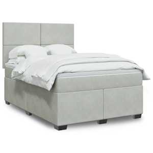 Box spring postel s matrací světle šedá 160x200 cm samet - obrázek 1