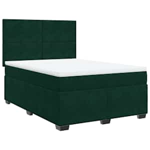 Box spring postel s matrací tmavě zelená 160x200 cm samet - obrázek 3