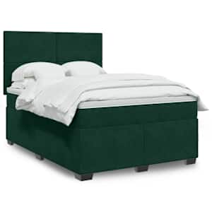 Box spring postel s matrací tmavě zelená 160x200 cm samet - obrázek 1