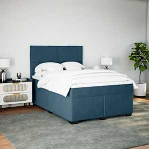 Box spring postel s matrací modrá 160 x 200 cm samet - obrázek 4