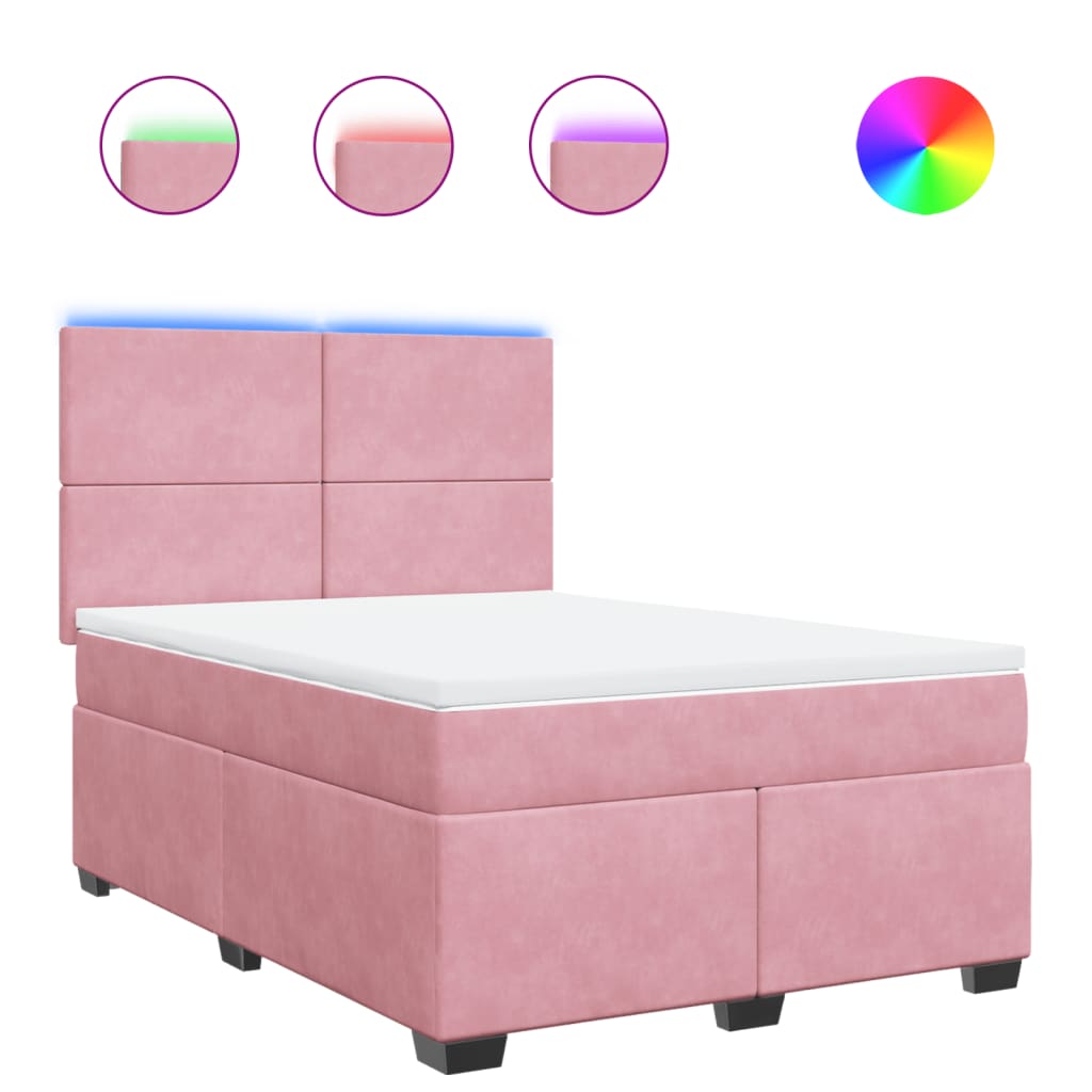 vidaXL Box spring postel s matrací růžová 160x200 cm samet