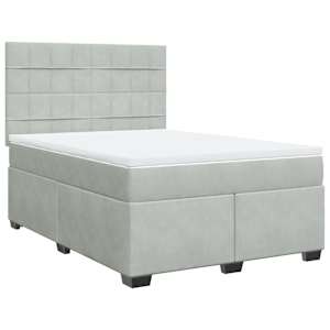 Box spring postel s matrací světle šedá 160x200 cm samet - obrázek 3