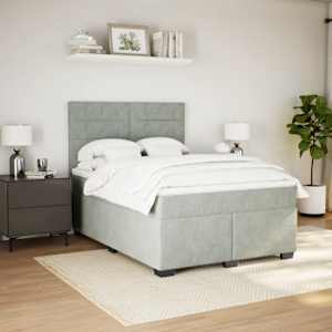 Box spring postel s matrací světle šedá 160x200 cm samet - obrázek 4