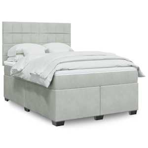 Box spring postel s matrací světle šedá 160x200 cm samet - obrázek 1