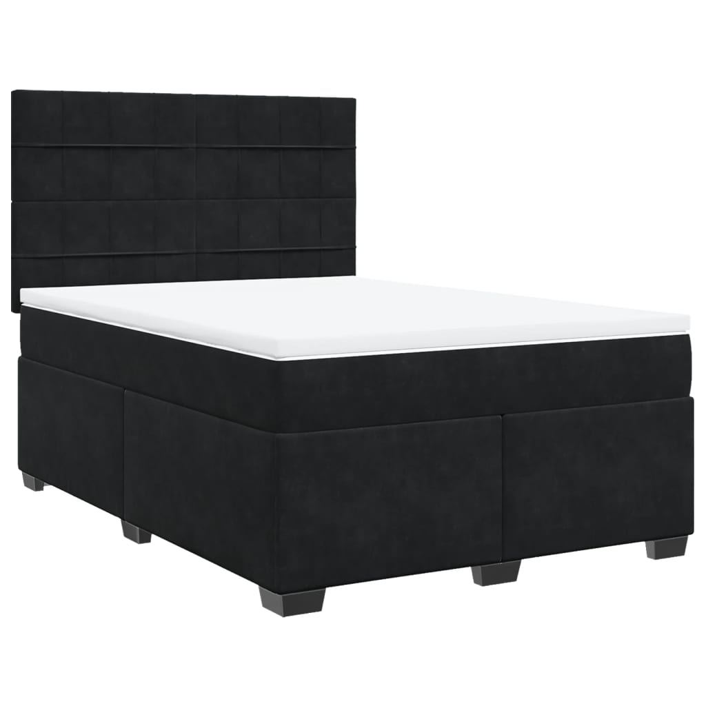vidaXL Boxspring met matras fluweel zwart 160x200 cm afbeelding