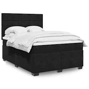 Box spring postelja z vzmetnico črna 160x200 cm žamet